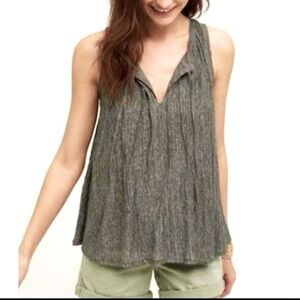 Anthropologie pleated swing tank tie neck meadow rue women’s size small green